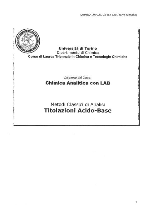 CHIMICA ANALITICA CON LAB - DISPENSE DEL CORSO