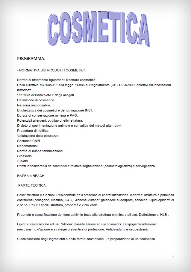Chimica dei prodotti cosmetici - Appunti - Farmacia