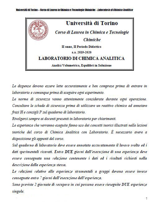 Laboratorio di Chimica Analitica - Slide