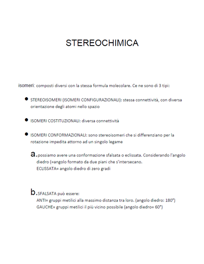 Chimica organica - Appunti di Giulia Barbera