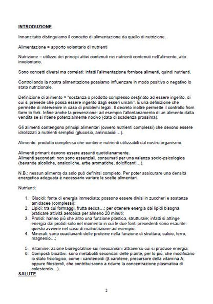 Chimica dei prodotti dietetici - Appunti