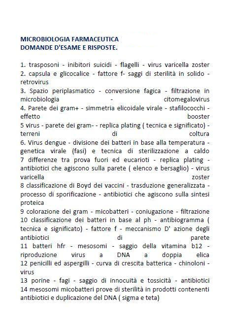 Microbiologia - Domande e risposte