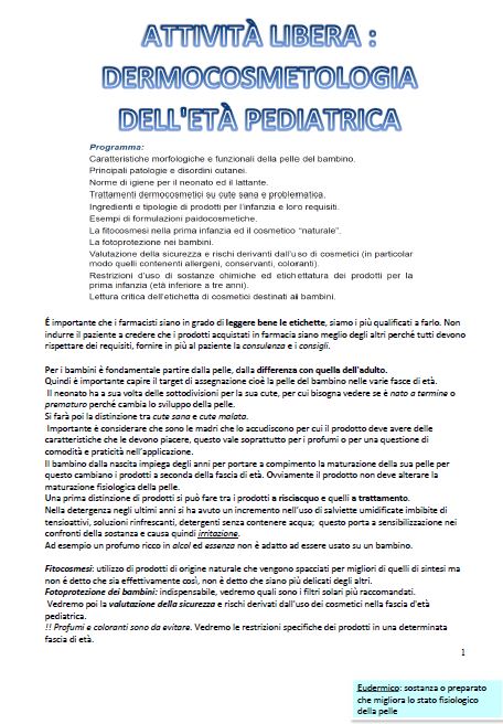 Dermocosmetologia - Appunti