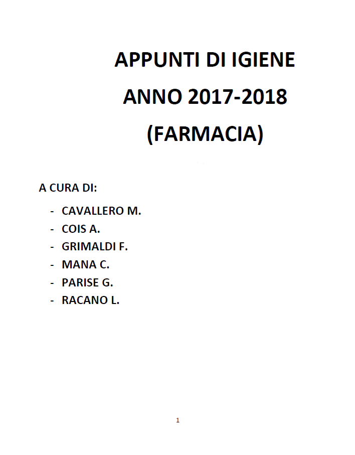 Igiene - Appunti